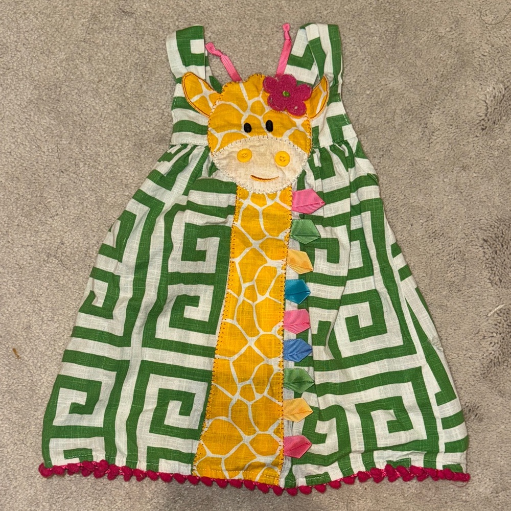 Mudpie Green and Yellow Giraffe Dress